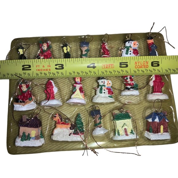 Victorian Mini Christmas Tree Polystone Ornaments Set of 18 Open Package - Picture 10 of 10